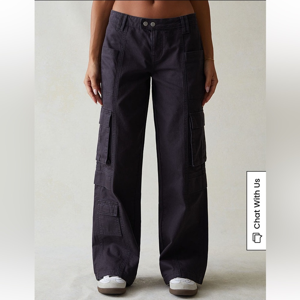 Pacsun Dark Gray Tab Low Rise Baggy Cargo Pants